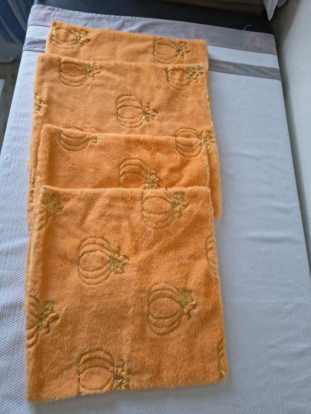 Set of 4 Plush Pumpkin Throw Pillow Covers - Fall & Thanksgiving Decor